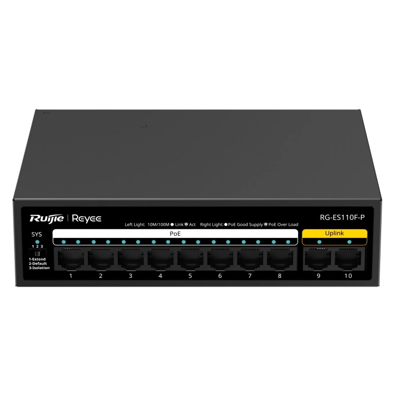 ruijie reyee rg-es110f-p poe комутатор 10 портів некерований