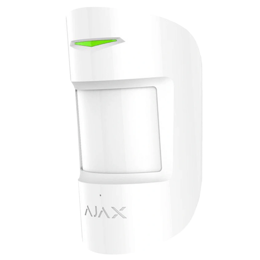 бездротовий комбінований сповіщувач руху та розбиття скла ajax superior combiprotect white jeweller
