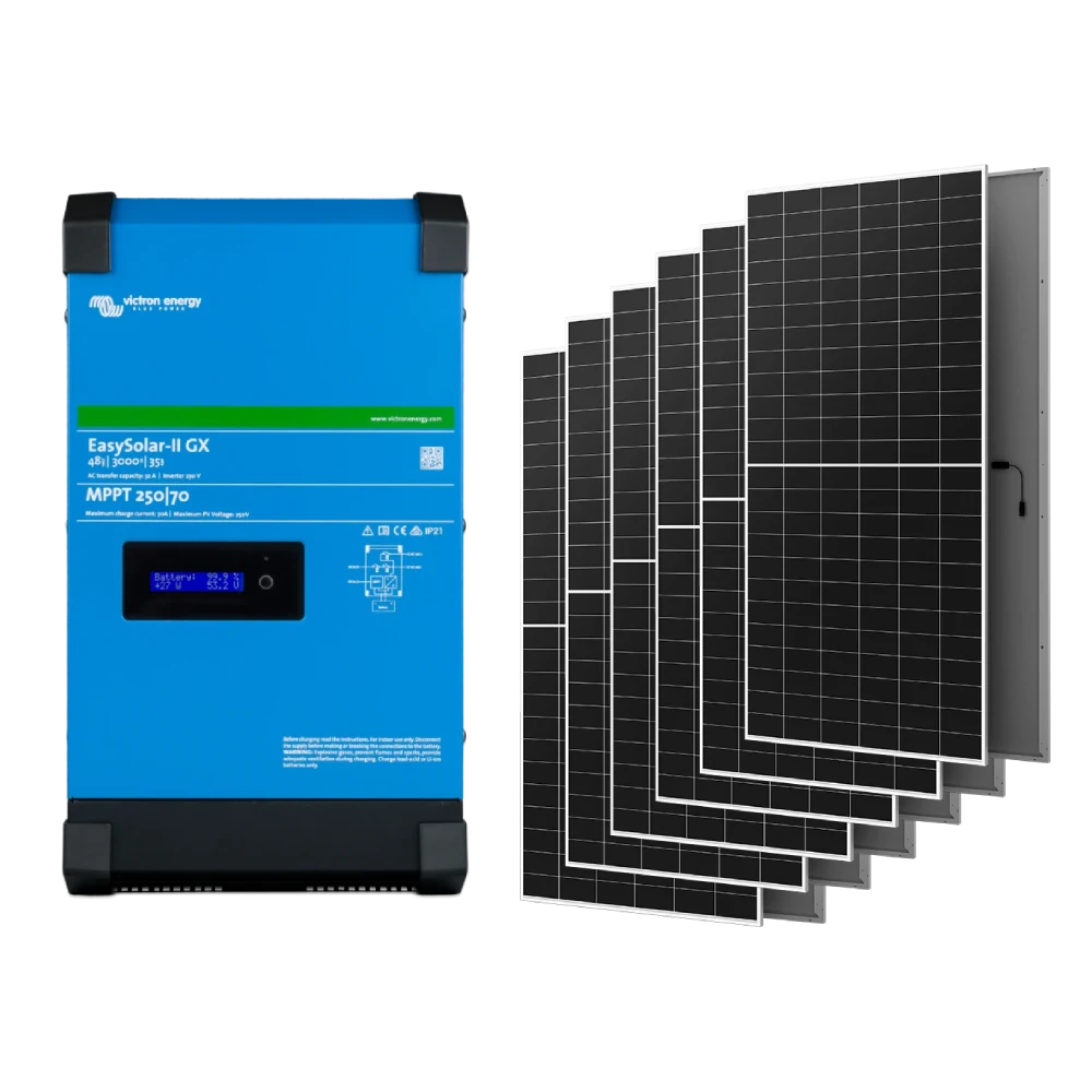 victron energy easysolar-ii gx 48/3000/35-32 + aiko g645-mch72dw 2.4 квт система автономного живлення однофазна