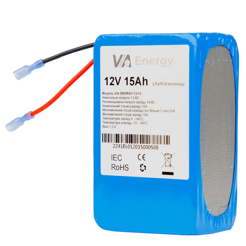 via energy акумуляторна батарея літієва 12в, 15а•г