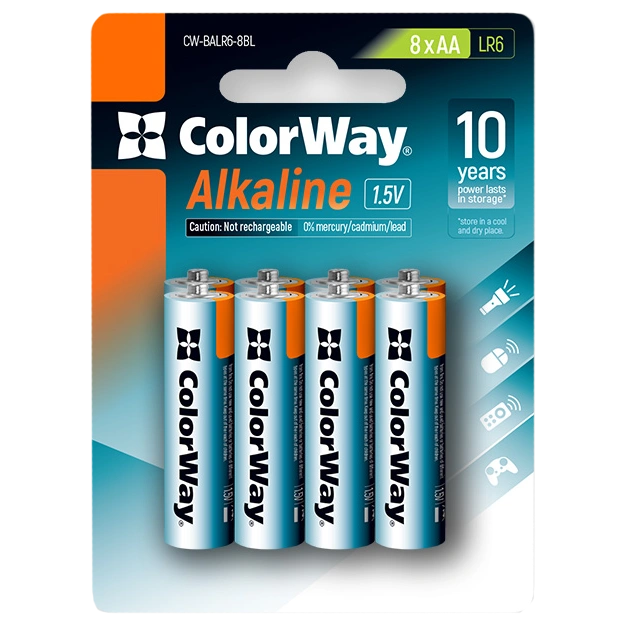 сolorway alkaline power лужні aa (8 шт) blister батарейки