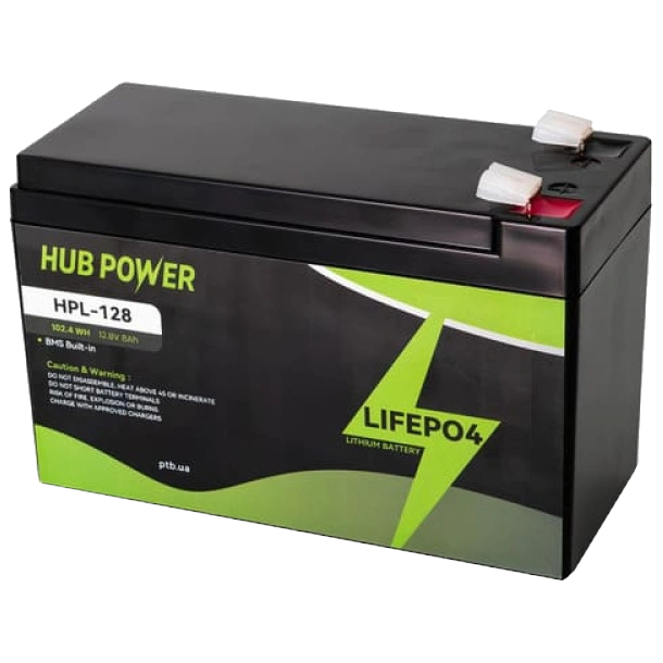 hub power hpl-128 lifepo4 12в/8а•г акумуляторна батарея