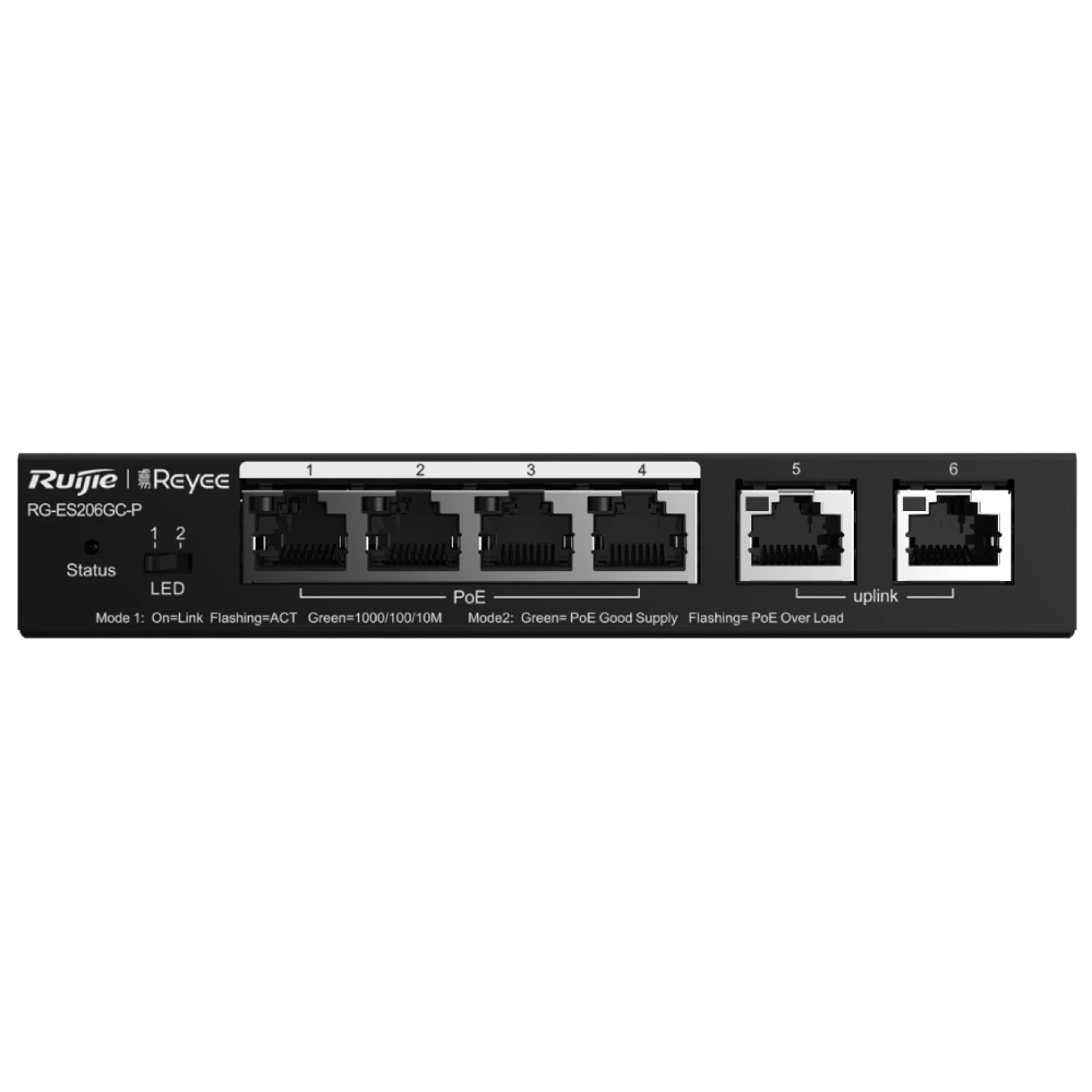 ruijie reyee rg-es206gc-p poe комутатор 4 порти керований