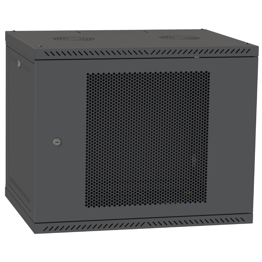 ipcom 9u 600x600 шафа телекомунікаційна двері перф (чорна)