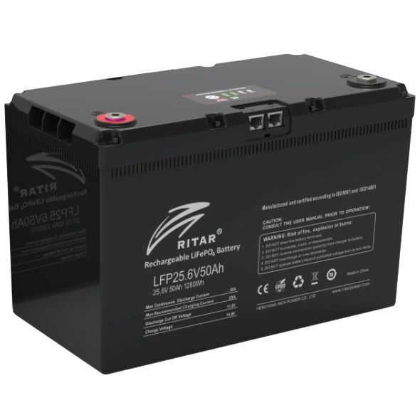 ritar lfp25.6v50ah g3 з системою підігріву та bluetooth акумуляторна батарея