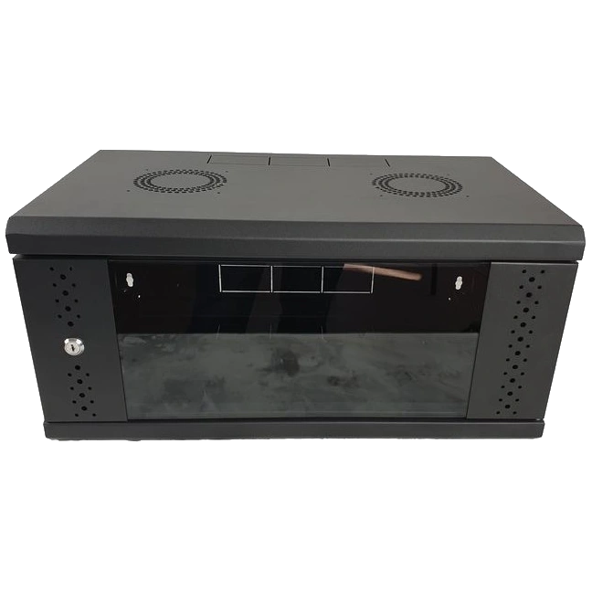 eserver 4u 600х350х284, скло, чорна шафа
