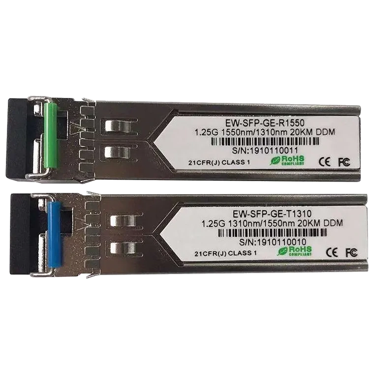 ewind ew-sfp-ge-t1310 / ew-sfp-ge-r1550 1.25g, single-mode single fiber, 20km, lc connector, tx1310/rx1550nm : 1310nm is transmitter，1550nm is receiver модуль sfp (комплект 2шт)