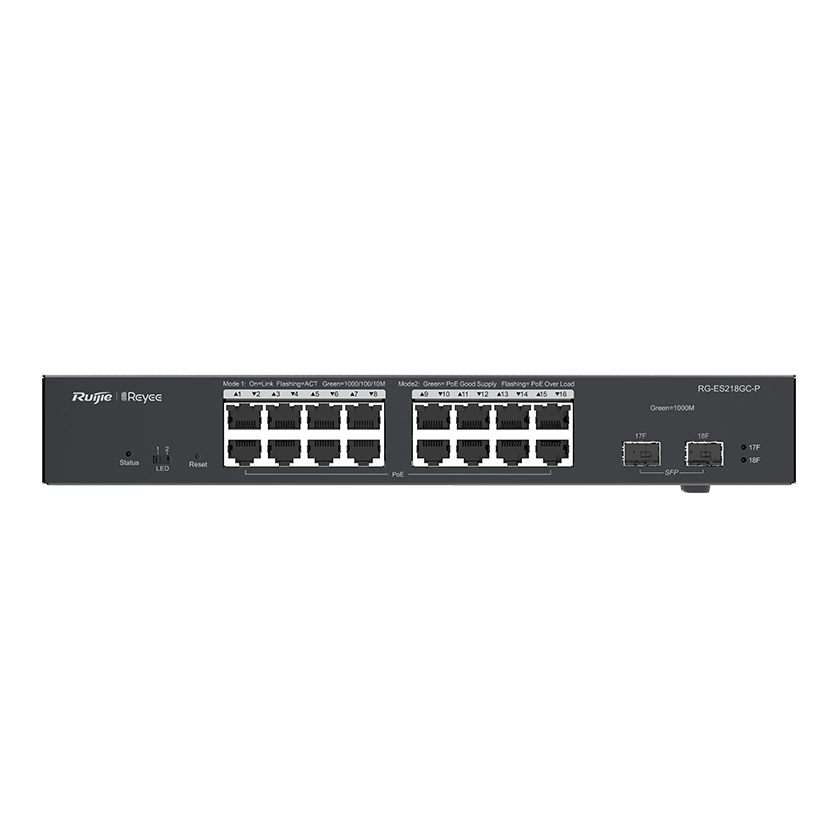 ruijie rg-es218gc-p 18-портовий гігабітний інтелектуальний poe комутатор