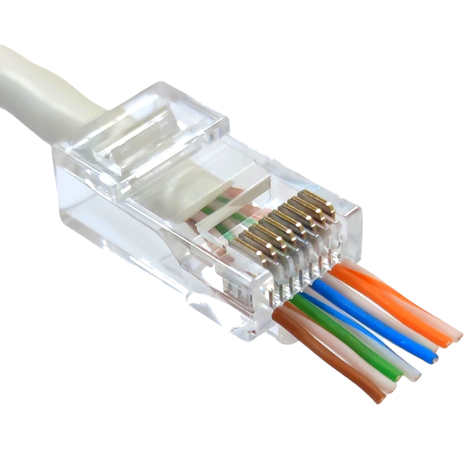kingda utp rj45 кат. 6 (100шт.) конектор з наскрізними отворами