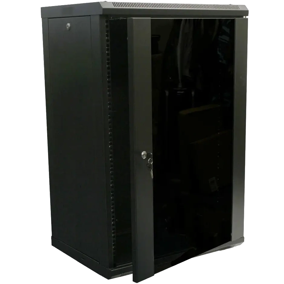 hypernet wmnc-15u-flat- black15u 600x450 шафа коммутаційна настінна розбірна