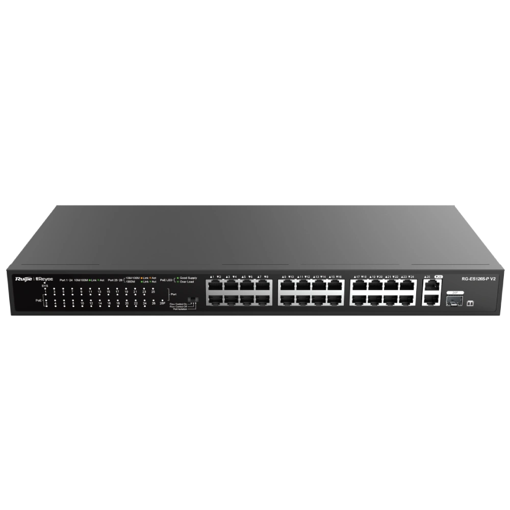 ruijie reyee rg-es126s-p v2 poe комутатор 24 порти некерований