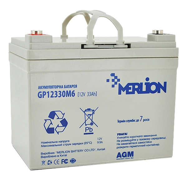merlion agm gp12330m6 12 v 33 ah акумуляторна батарея