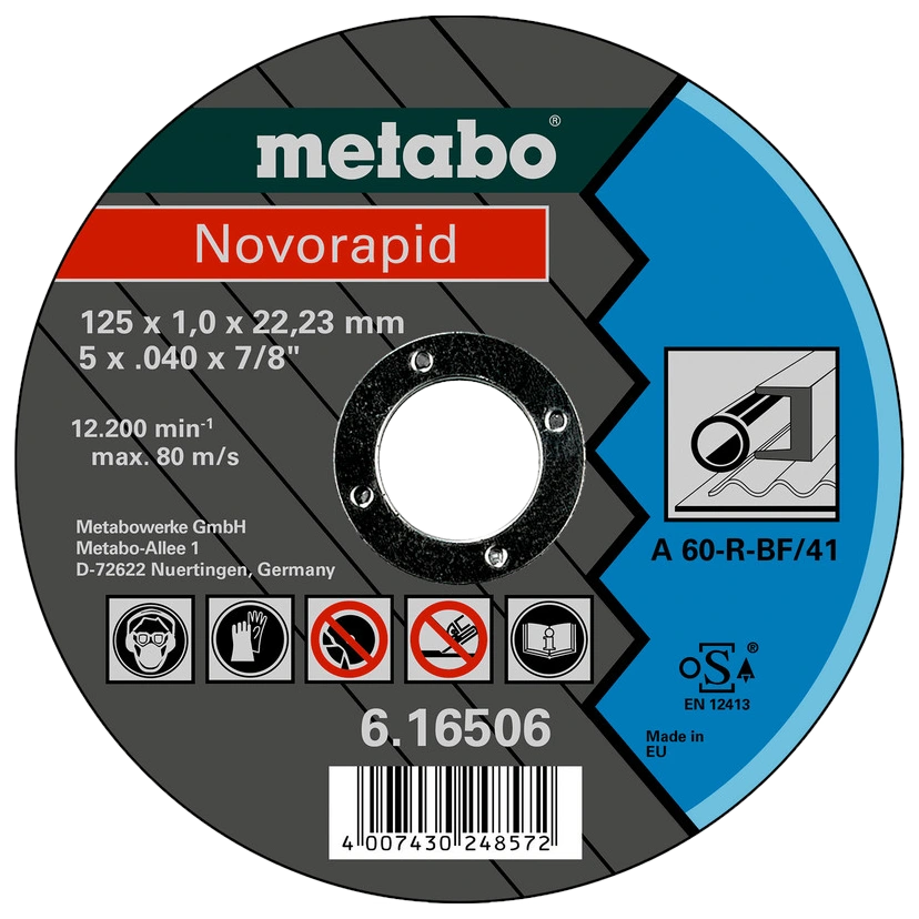 metabo novorapid (616506000) відрізний круг по металу 125 x 1,0 x 22,23 мм, сталь, tf 41