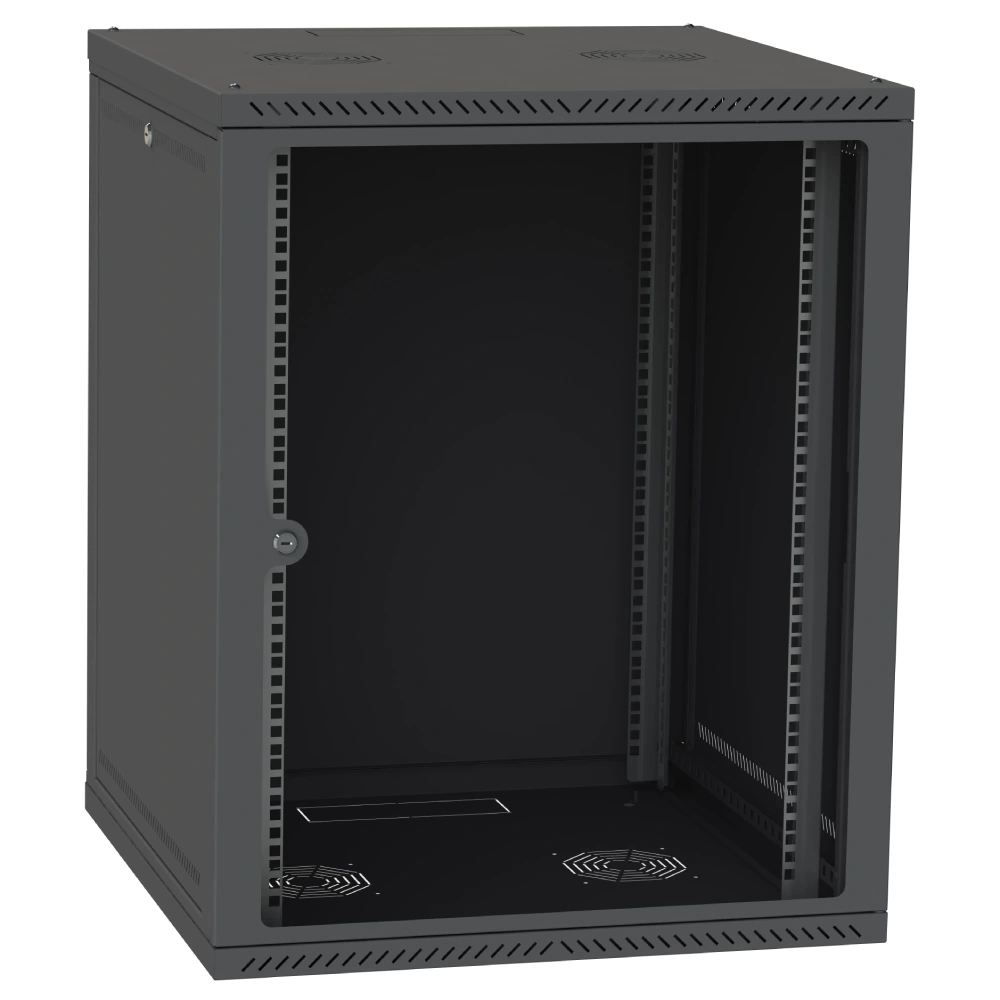 ipcom сн-15u 600х450 скло ral9005 шафа серверна