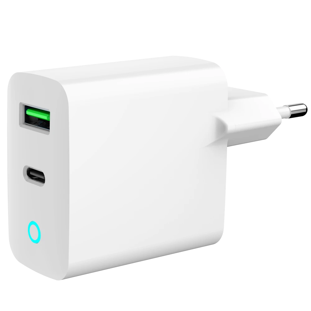 gembird ta-uc-pdqc20l-w-01 1 usb-a + 1 type-c (pd20вт + qc3.0 18вт) мережевий зарядний пристрій