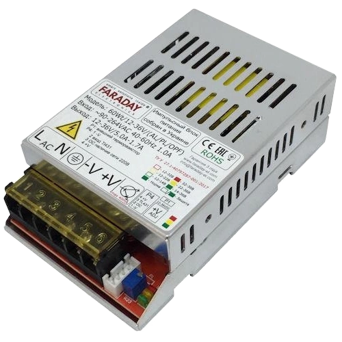 faraday electronics 60wt/12-36v/alu 12–36в 5-2а блок живлення