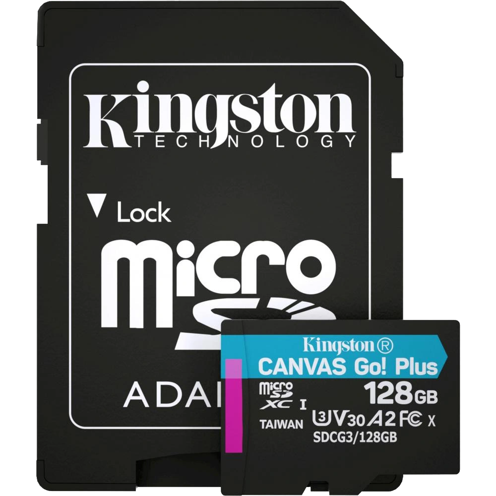 kingston 128gb microsdxc a2 u3 v30 + adp модуль флеш-пам'яті