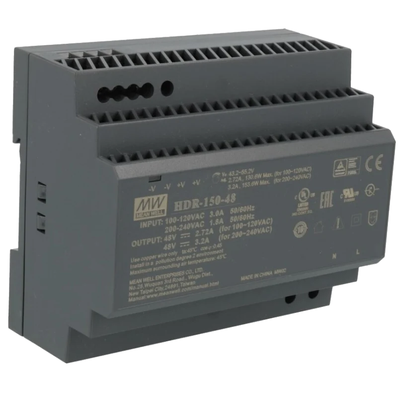 meanwell hdr-150-48 48b 3.2а блок живлення (для монтажа на din рейку)