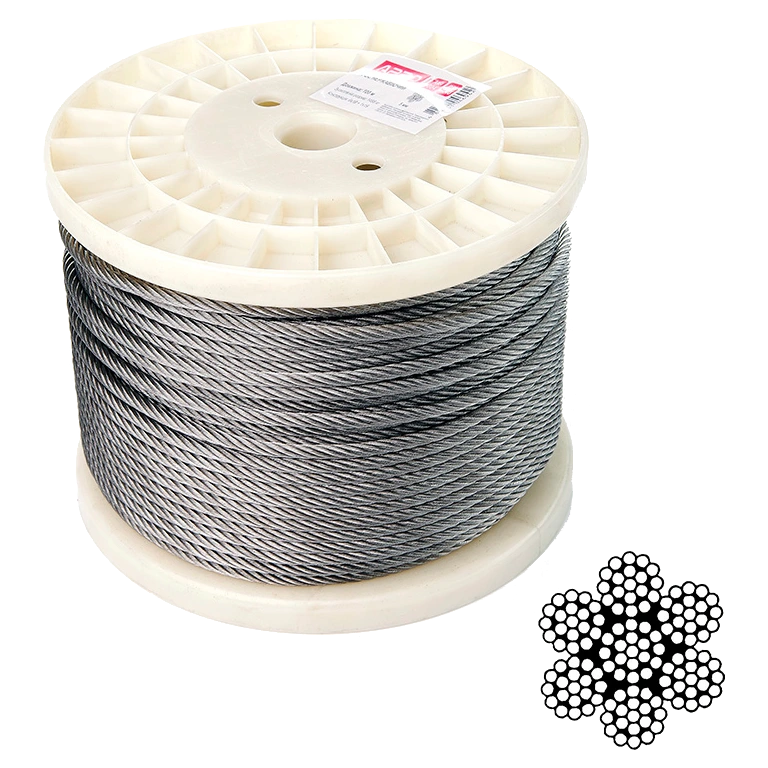 apro 5 мм din 3055 (6х19+1х19) а2 100 м трос нержавіючий