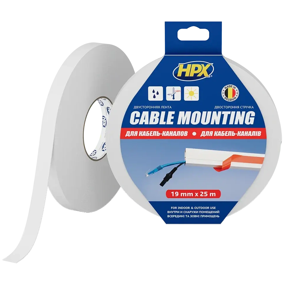 hpx dsw1925 carpet tape 19мм х 25м стрічка двохстороння для монтажу кабельканалів