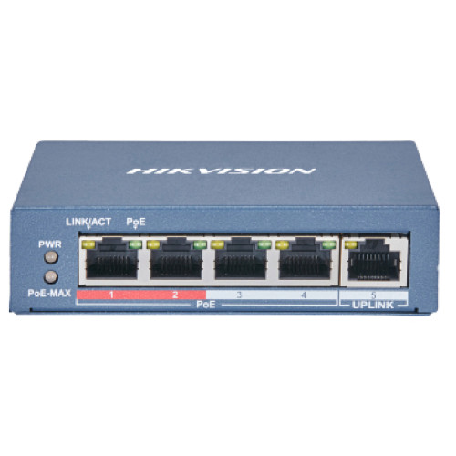 ds-3e0105p-e(b) 4-портовий некерований poe комутатор hikvision
