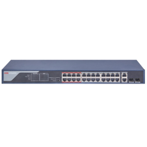 ds-3e0326p-e(b) 24-портовий некерований poe комутатор hikvision