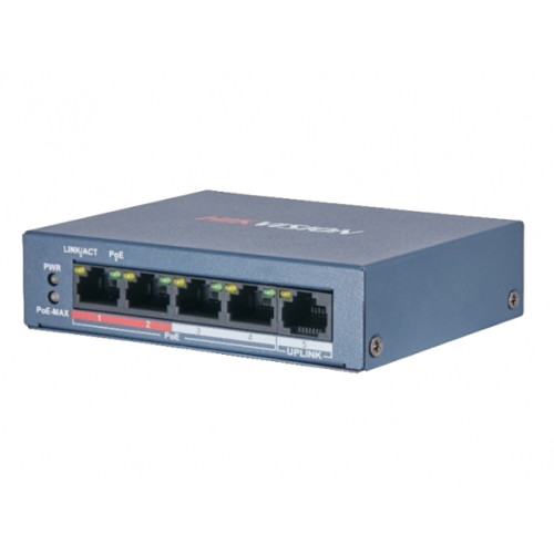 hikvision ds-3e0105p-e/m(b) poe комутатор 4 порти некерований