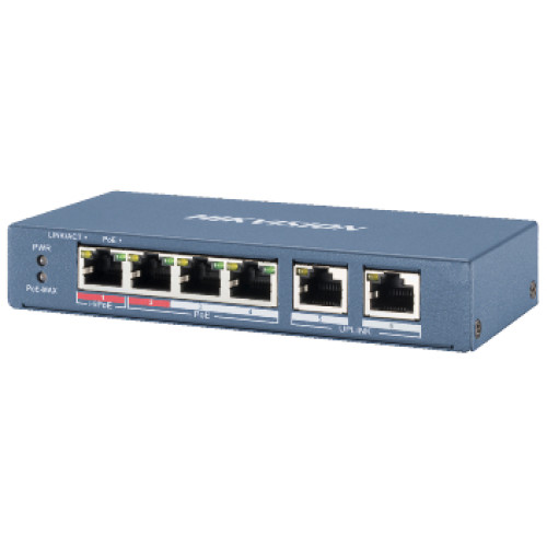 hikvision ds-3e0106hp-e poe комутатор 4 порти некерований
