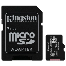 Kingston 64GB microSDXC Canvas Select Plus 100R A1 C10 Card + ADP