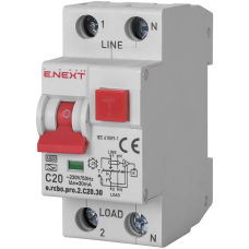 Enext e.rcbo.pro.2.C20.30, 1P+N, 20А, С, тип А, 30