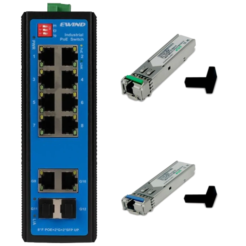 EW-PIS1712-8FE + SFP-1.25G-20KM-TX/RX