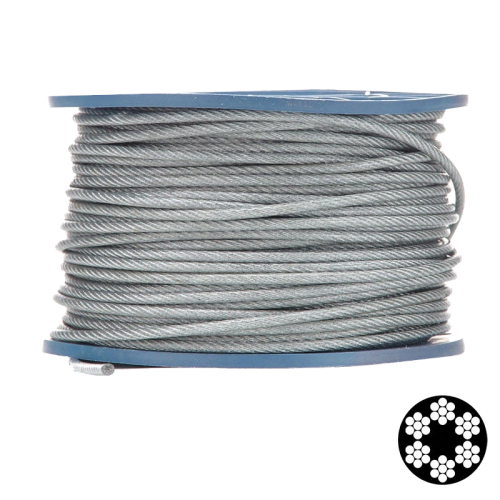 APRO 6мм (5+1мм) DIN 3055 (6x7+FC) бухта 100м в ПВХ оплетке оцинкованный