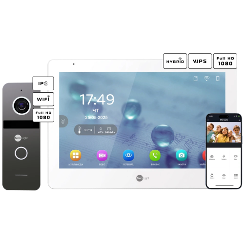 Neolight MEZZO Hybrid + SOLO IPW Graphite с уголком, PoE адаптер для вызовной панели