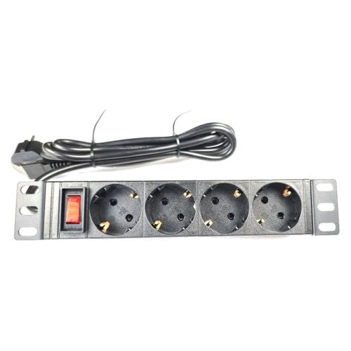 1U 10" 220В 4 розетки з вимикачем 1.8м