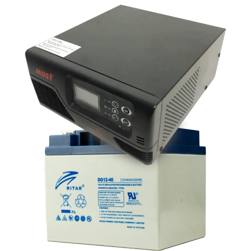 MUST EP20-R600W + 12V 40Ah DG12-40 MUST EP20-R600W + 12V 40Ah DG12-40
