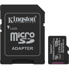 Kingston microSD 128GB C10 UHS-I A1 V10 R150MB/s + SD Kingston microSD 128GB C10 UHS-I A1 V10 R150MB/s + SD