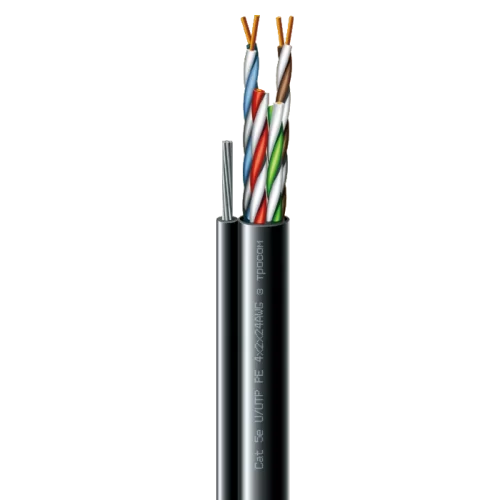 Cat. 5e U/UTP  РЕ steel cord 4x2x24 AWG (k) трос (70910181) бухта 169м