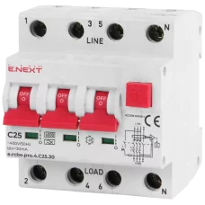 Enext e.rcbo.pro.4.C25.30, 3P+N, 25А, С, тип А, 30