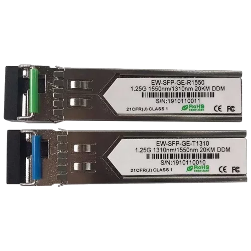 Ewind EW-SFP-GE-T1310 / EW-SFP-GE-R1550 1.25G, Single-mode single Fiber, 20km,  LC connector, Tx1310/Rx1550nm : 1310nm is transmitter，1550nm is receiver