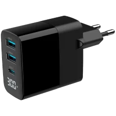 Gembird TA-UC-PDQC30LCD-BK-02 2хUSB-A (QC3.0 18W) + 1хType-C (PD20W)
