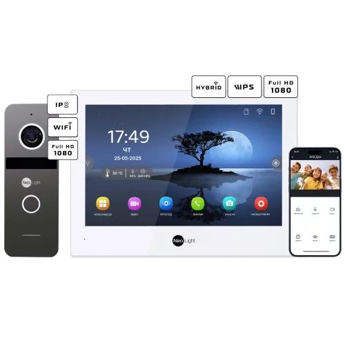 Neolight ALPHA Hybrid + SOLO IPW Graphite с уголком, PoE адаптер для вызовной панели
